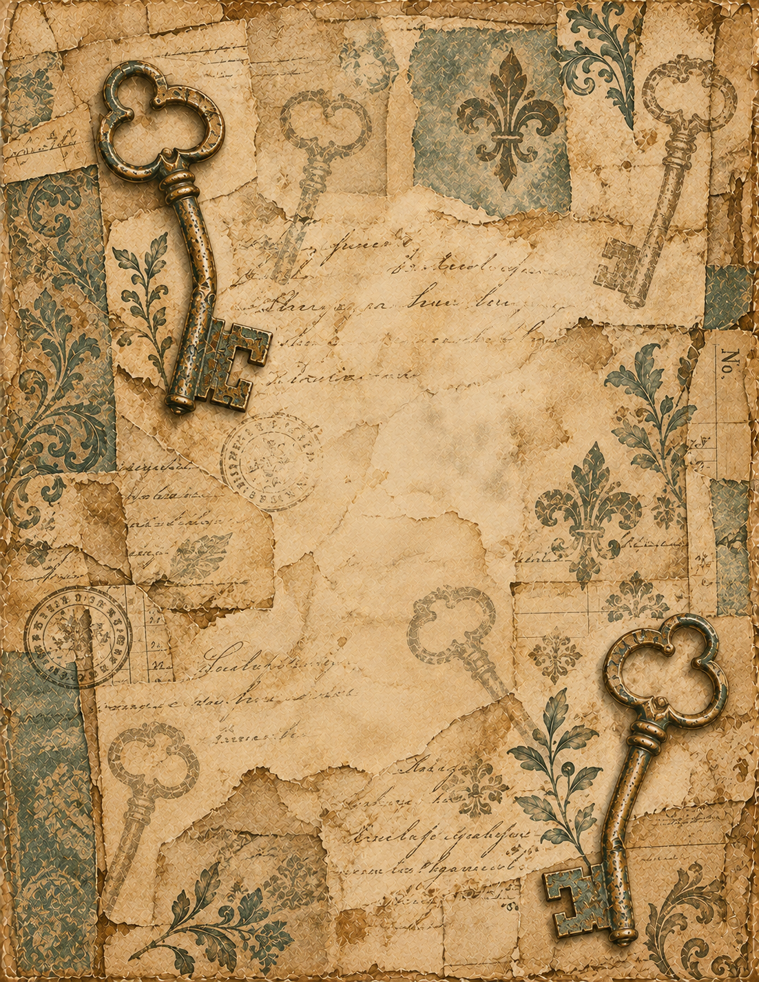 The Brass Skeleton Keys Collection – Vintage Junk Journal Pages & Ephemera - Image 3