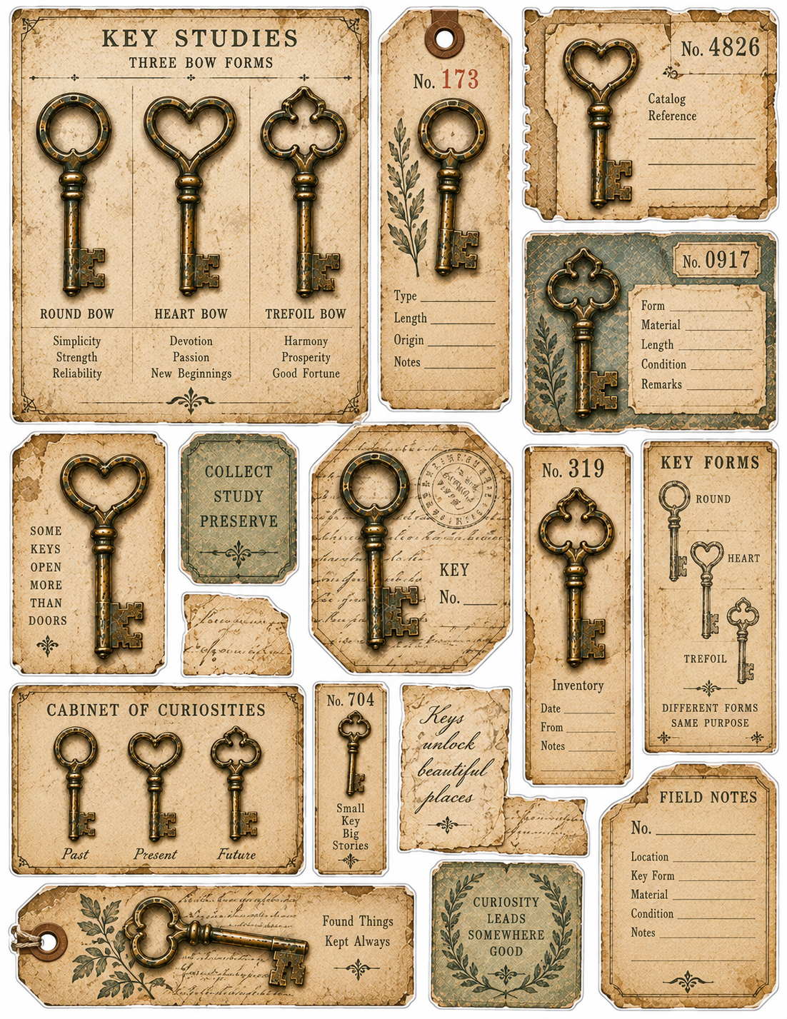 The Brass Skeleton Keys Collection – Vintage Junk Journal Pages & Ephemera - Image 2