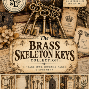 The Brass Skeleton Keys Collection – Vintage Junk Journal Pages & Ephemera